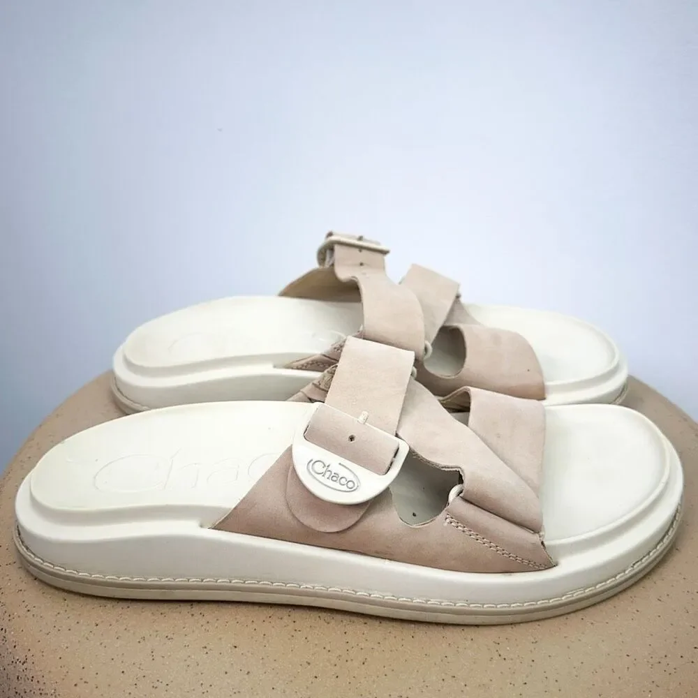 Chaco Women’s The Townes Slide Angora Cream Tan Nubuck Leather Slide Sandal